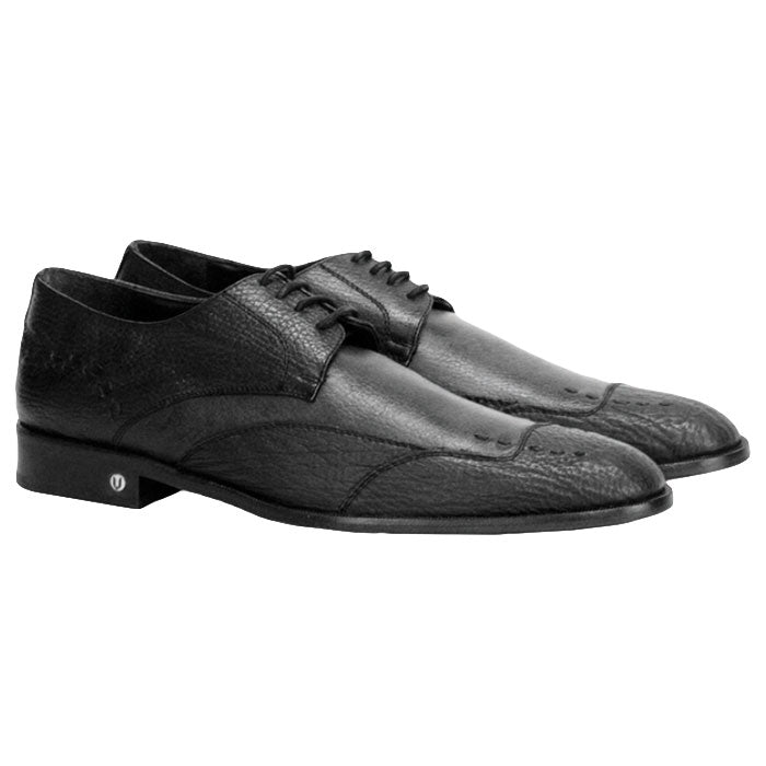 Men's Vestigium Genuine Sharkskin Derby Shoes Handcrafted Black - yeehawcowboy