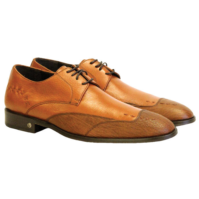 Men's Vestigium Genuine Sharkskin Derby Shoes Handcrafted Cognac - yeehawcowboy