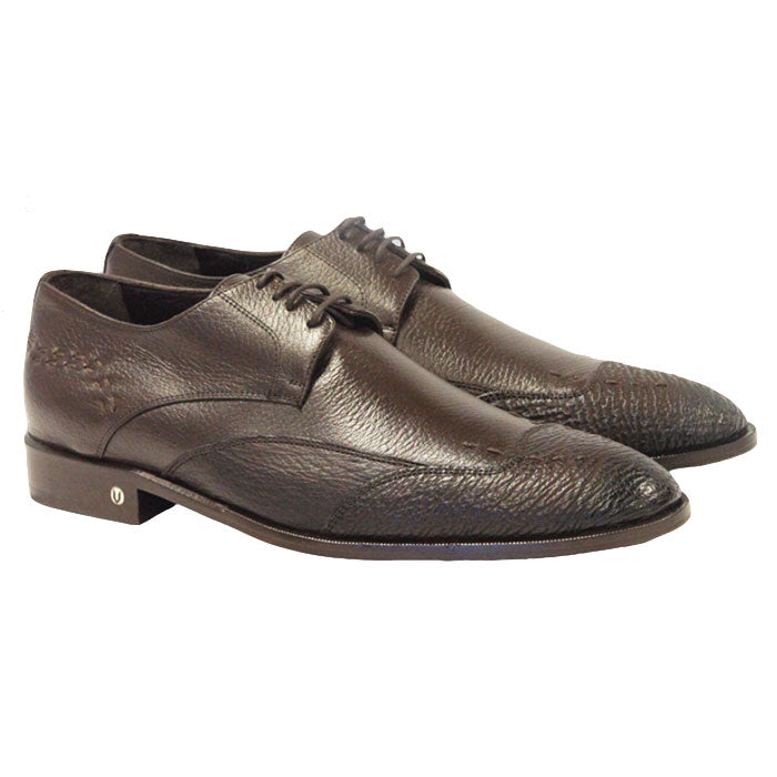 Men's Vestigium Genuine Sharkskin Derby Shoes Handcrafted Brown - yeehawcowboy