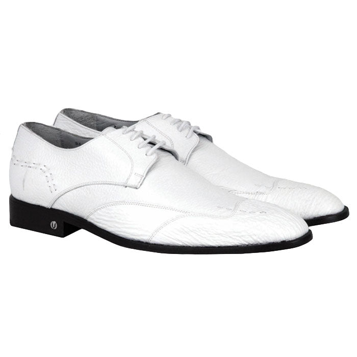 Men's Vestigium Genuine Sharkskin Derby Shoes Handcrafted White - yeehawcowboy