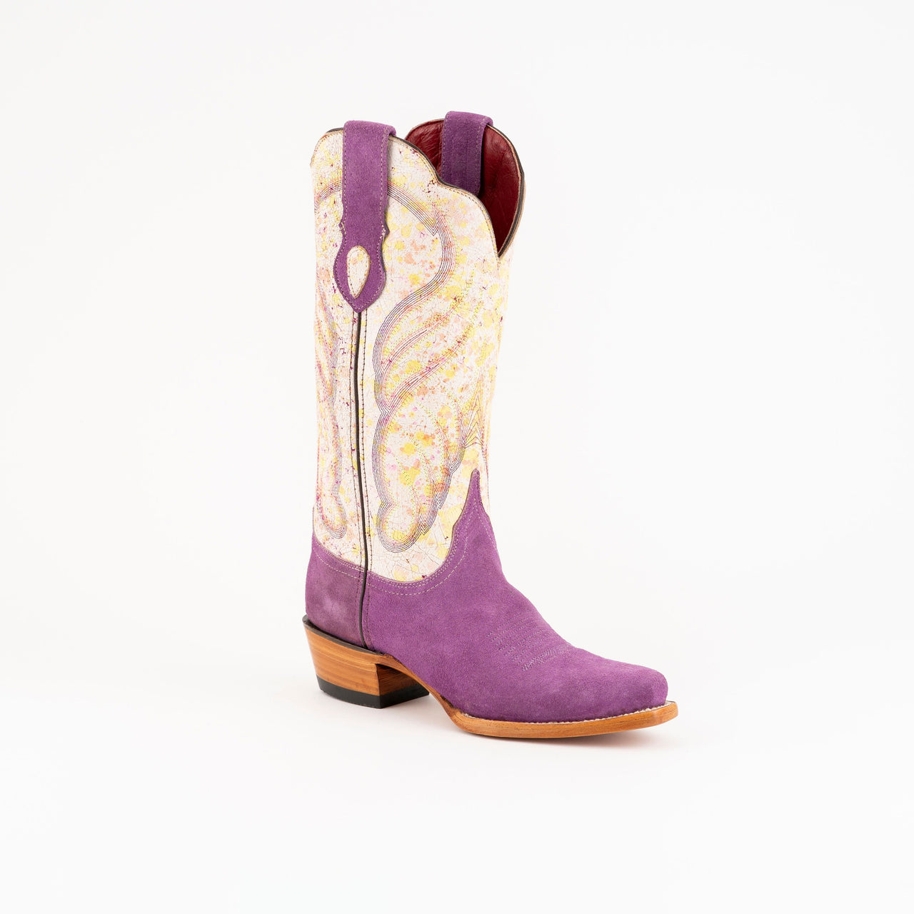 Women's Ferrini Candy Leather Boots Handcrafted Purple - yeehawcowboy